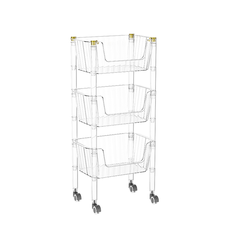 Cart fóntais 3-tarraiceán soiléir le rothaí